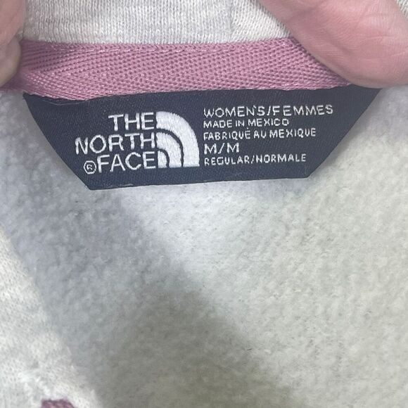 The North Face Gray Pink Heather Fleece Regular Fit Drawstring Hoodie Medium - Picture 3 of 7